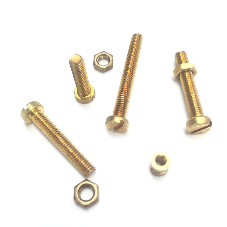 High quality M5X16 copper screw with hex nut cheese head slotted screw flat head machine screw