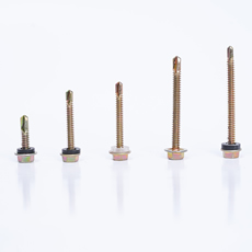 10# 12# 14# 12X20 Hex Washer Head Brass Screw Yellow/White Zinc Self Drilling Tek Screw with pvc rubber washer for roof