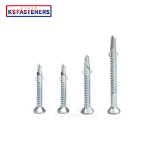 Galvanized CSK Head wood screws drilling tornillos autoperforantes taiwan quantity self-drilling screw with Ribs and Wing