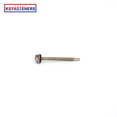 Gold Color Fine Thread Self Drilling Point Tapping Hex Head Screw With Black Pvc Gasket