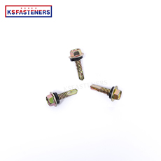 Gold Color Fine Thread Self Drilling Point Tapping Hex Head Screw With Black Pvc Gasket