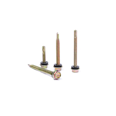 Gold Color Fine Thread Self Drilling Point Tapping Hex Head Screw With Black Pvc Gasket