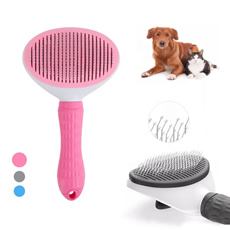 Hot-sale Self Cleaning Slicker Comb Pet Hair Stainless Steel Pin Grooming Brush Massage Deshedding tool for All Breeds Dogs Cats
