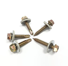 Yellow Zinc Plated DIN7504K Hex Flange Head Roof Screws EPDM Washers Yellow Zinc Plated DIN7504K Hex Flange Head Roof Screws EPDM Washers