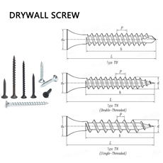 3.5x25mm 6X1 Black Phosphated Fine Coarse Thread Gypsum Board Dry Wall Tapping Screw Bugle Head Phillips Black Drywall Screws